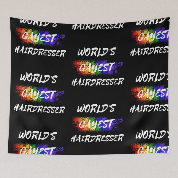 Item preview, World's Gayest Hairdresser Queer Humor With Rainbow Colors For Proud Gay Hairdressers In Black designed and sold by LuckyKermit.