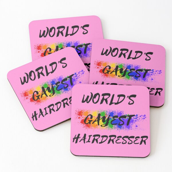 Item preview, World's Gayest Hairdresser Queer Humor With Rainbow Colors For Proud Gay Hairdressers In Pink designed and sold by LuckyKermit.
