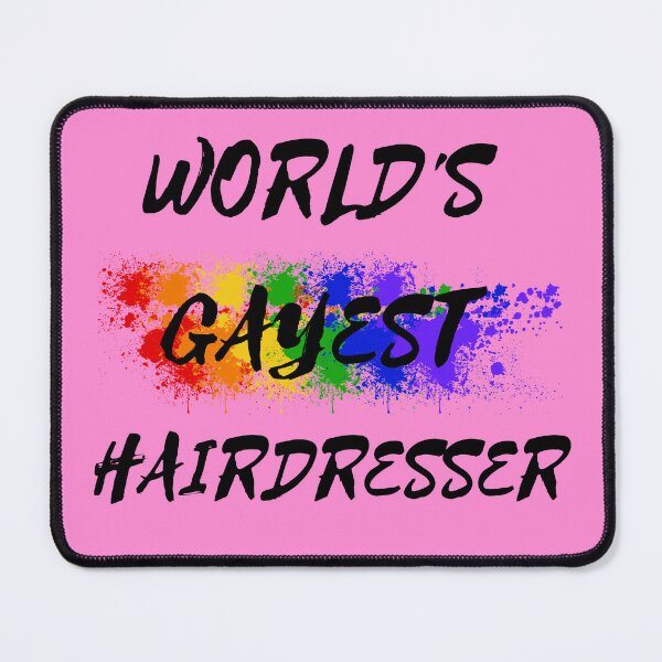 Item preview, World's Gayest Hairdresser Queer Humor With Rainbow Colors For Proud Gay Hairdressers In Pink designed and sold by LuckyKermit.