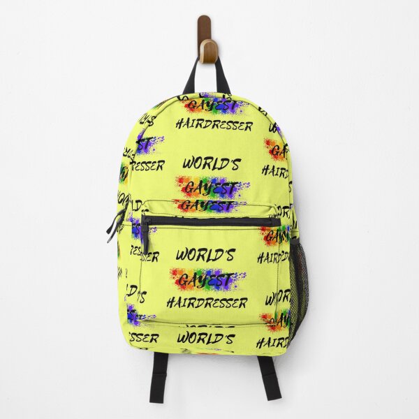Item preview, World's Gayest Hairdresser Queer Humor With Rainbow Colors For Proud Gay Hairdressers In Yellow designed and sold by LuckyKermit.