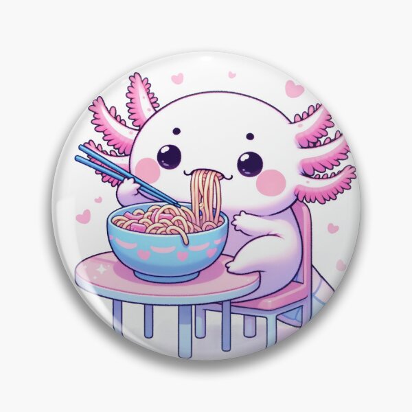 Artikelvorschau, Entzückender Axolotl, der Nudeln isst. Niedlicher Cartoon im Kawaii-Stil entworfen und verkauft von LunarFern.