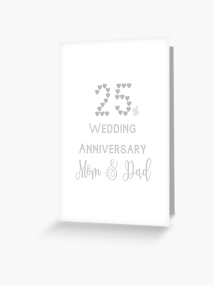 6 x 6 Inches 25th Silver Wedding Anniversary Card For Mum & Dad 