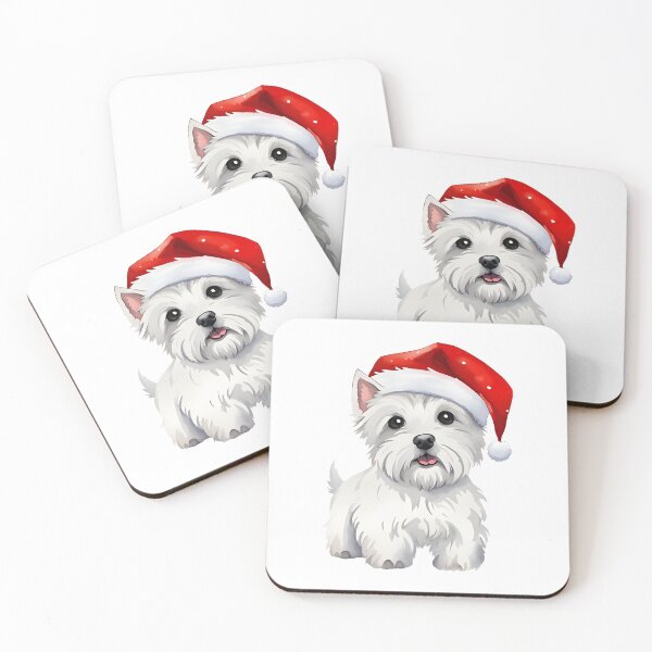 Item preview, Christmas Westie watercolor designed and sold by WarmAndWestie.