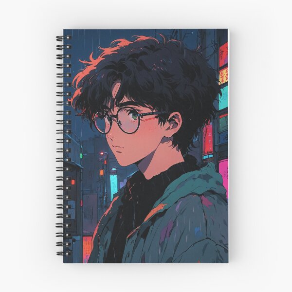 Item preview, Anime boy with glasses in the rainy city designed and sold by natalielaf.