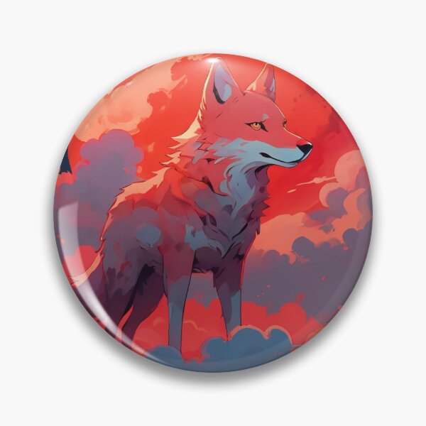 Item preview, Fox standing against red sun, clouds and halo background wild animal designed and sold by Meena-tta.