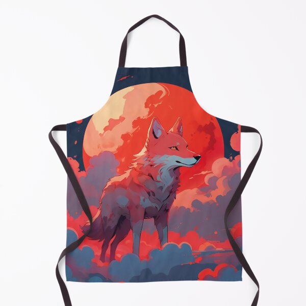 Item preview, Fox standing against red sun, clouds and halo background wild animal designed and sold by Meena-tta.