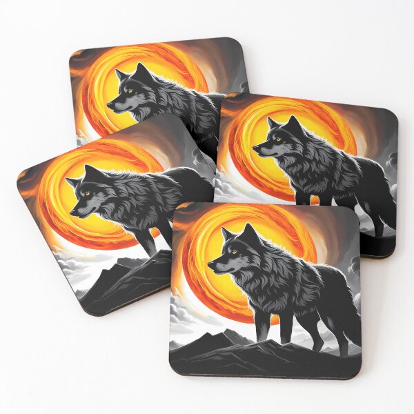 Item preview, Charcoal Wolf Against Swirling Sun, Ai Generated Art  designed and sold by ACC .