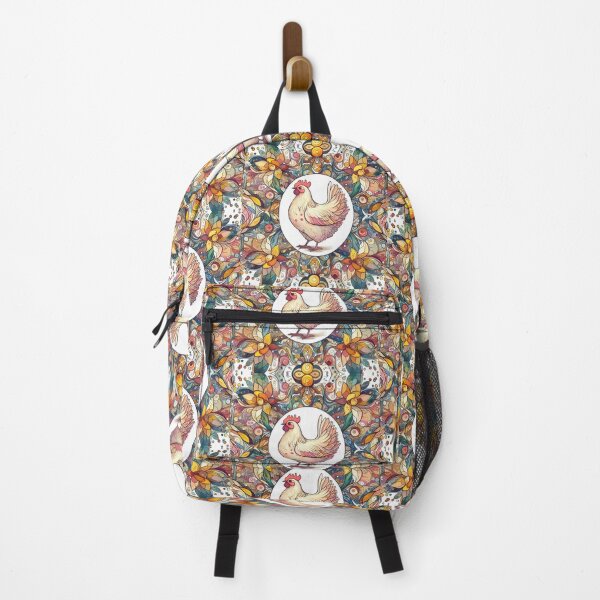 Item preview, Folk Art Chicken floral pattern 6 designed and sold by FOLK ART FUSION by heidiannemorris.