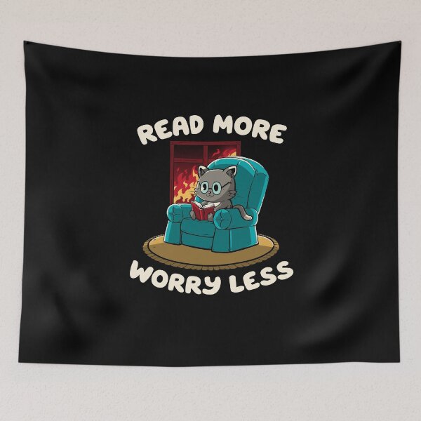 Item preview, Read More Worry Less - Funny Book Cat Cute Sarcasm Gift designed and sold by koalateess.