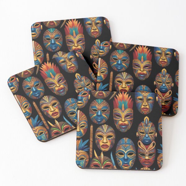 Aperçu de l'œuvre Masque du Passé Vivant coloré afrique digital art créée et vendue par mwanarte.