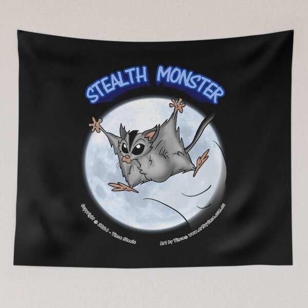 Item preview, Stealth Monster Sugar Glider con texto azul designed and sold by Vince Steele.