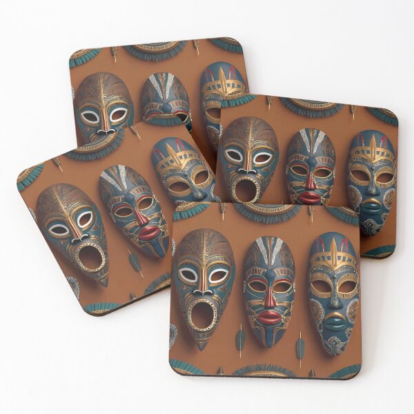 Item preview, Faces of the Soul Ancient traditional African mask digital art designed and sold by mwanarte.