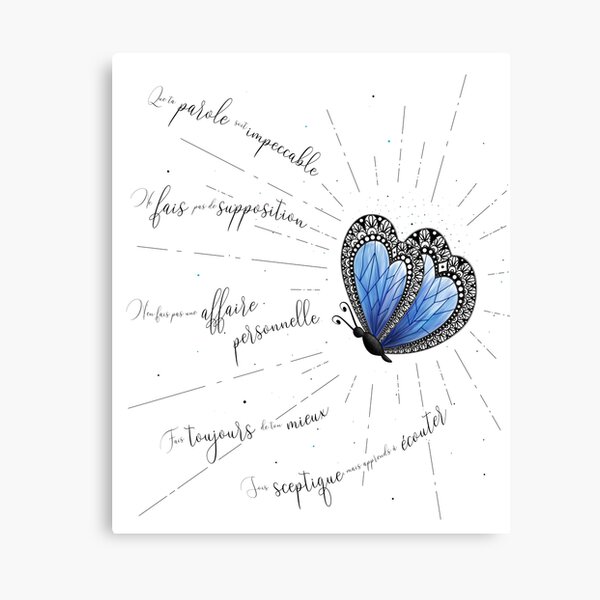Affiche des accords toltèques N°5 Papillon Bleu Impression sur toile