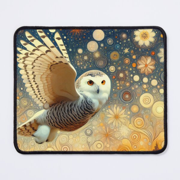 Item preview, Mystical Snowy Owl Flight Amidst Starry Night designed and sold by FOLK ART FUSION.