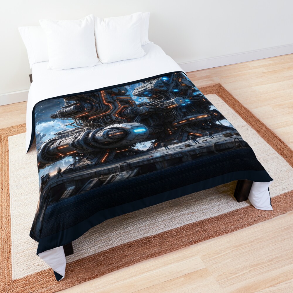 The Menogenic Processing Oupost On Trevelan VII Captivating AI Concept Sci-Fi Art by Xzendor7 Decorative Comforter