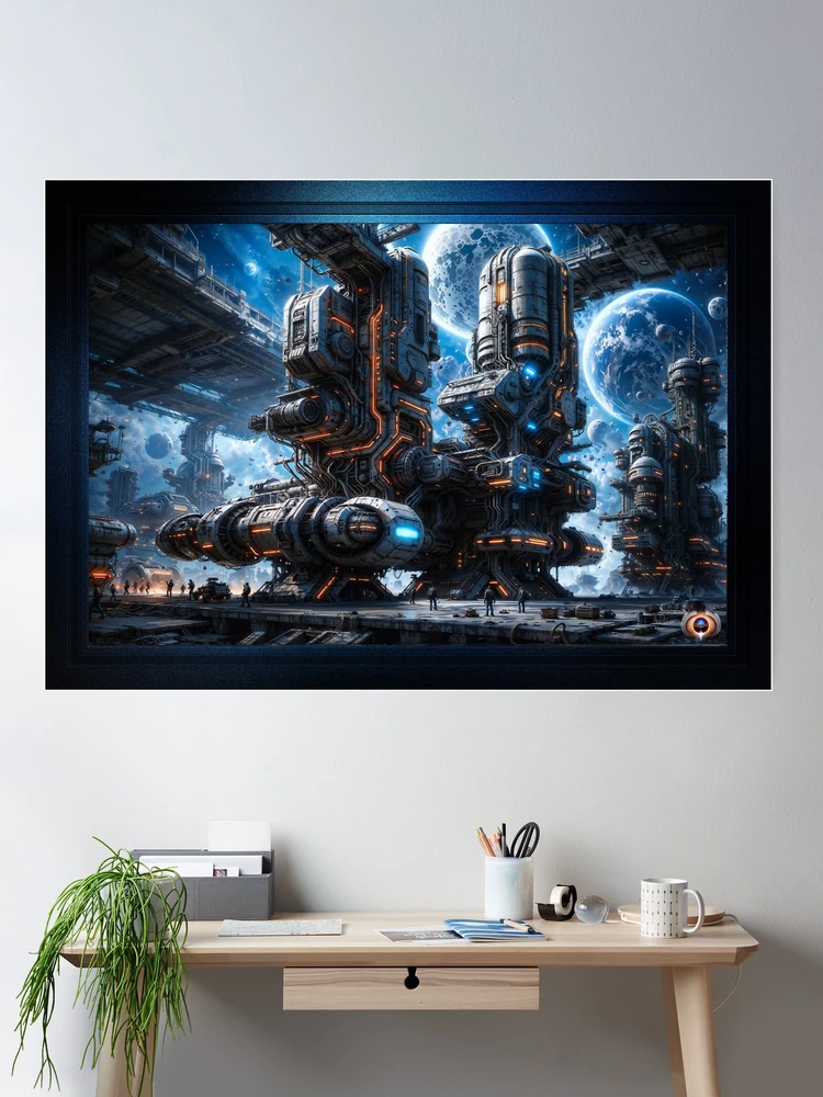 The Menogenic Processing Oupost On Trevelan VII Captivating AI Concept Sci-Fi Art by Xzendor7 Room Decor Poster Art Print