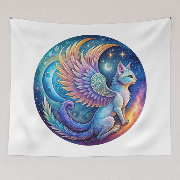 Item preview, Aesthetic cat image with butterfly wings designed and sold by catcraftss.