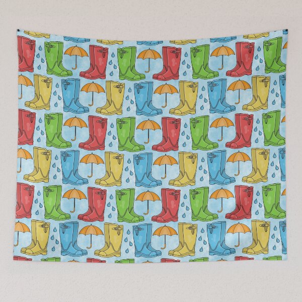 Item preview, Colourful Wellies - Rainy Day - Spring Pattern - Seamless Pattern designed and sold by Amy Farmer.