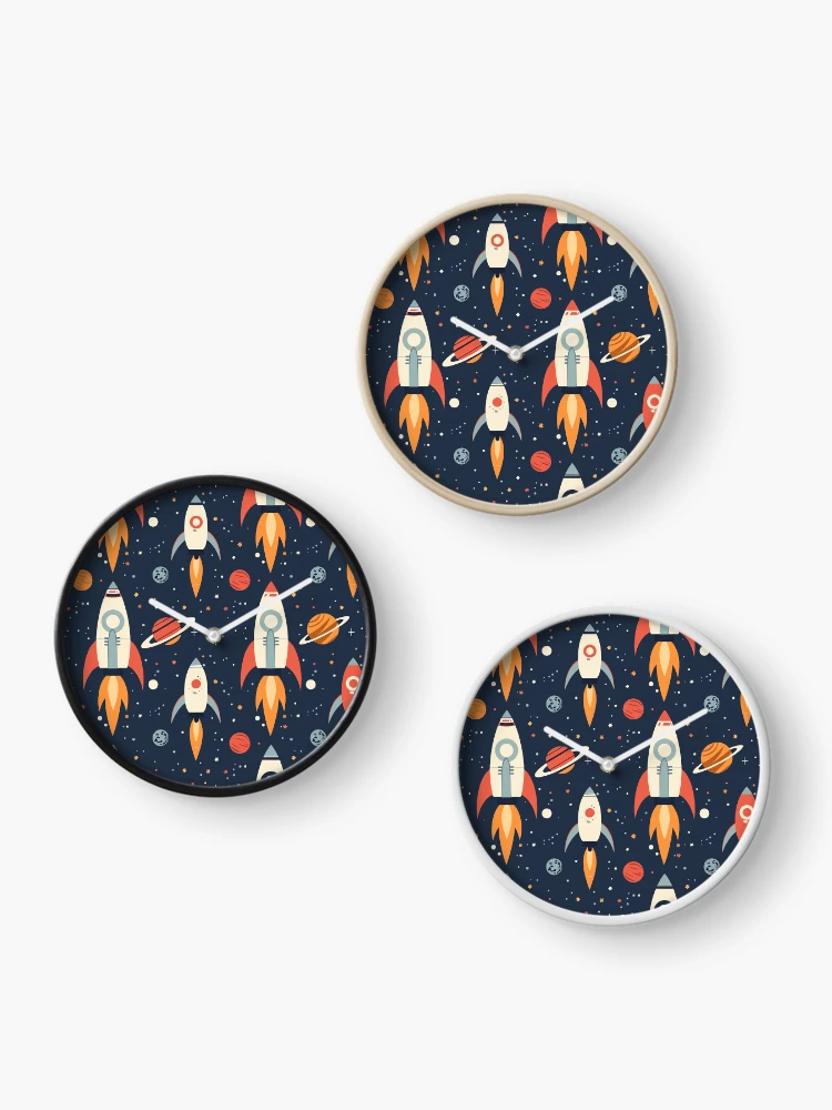 Thumbnail 3 of 4, Clock, Space Rockets designed and sold by Alfredus.