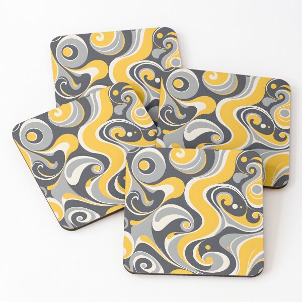 Item preview, Mid-century modern,  Fluid Shapes, Gray, Yellow, Fomo, Nomo designed and sold by Prints and Lifestyle.
