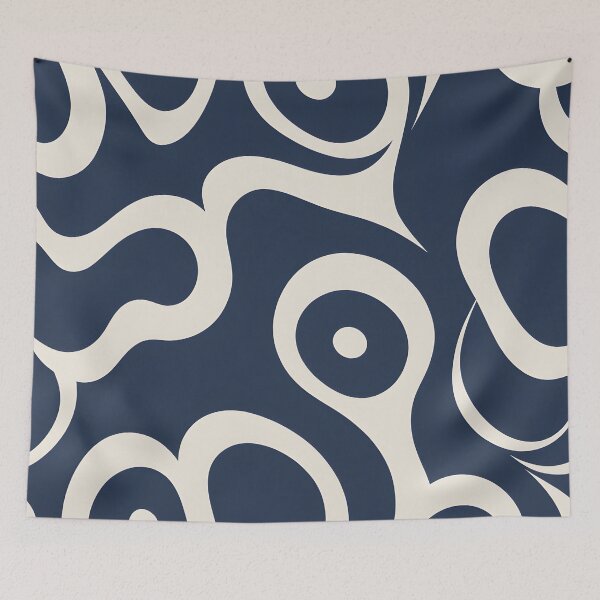 Item preview,  Mid-century modern,  Fluid Shapes, Navy Blue,  Not Today Satan, designed and sold by Prints and Lifestyle.