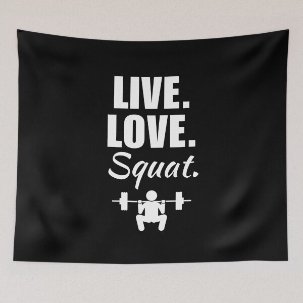 Item preview, Live, love, squat. Funny powerlifter or strongman strength training quote or saying designed and sold by NBSStore.