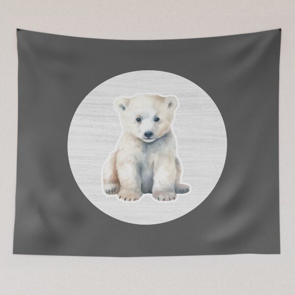 Item preview, Polar bear cub Watercolor Drawing designed and sold by LivingColorful.