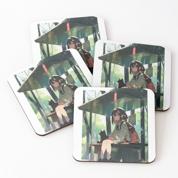 Item preview, Anime Girl at Bus Stop - Aesthetic Artwork Collection designed and sold by TurtleDojo.