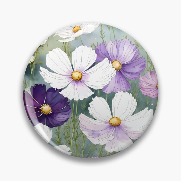 Item preview, White and purple cosmos floral print designed and sold by perlphoto.