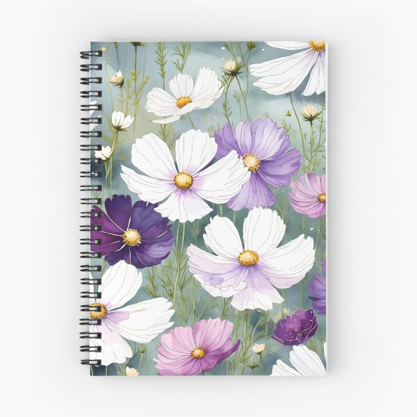 Item preview, White and purple cosmos floral print designed and sold by perlphoto.