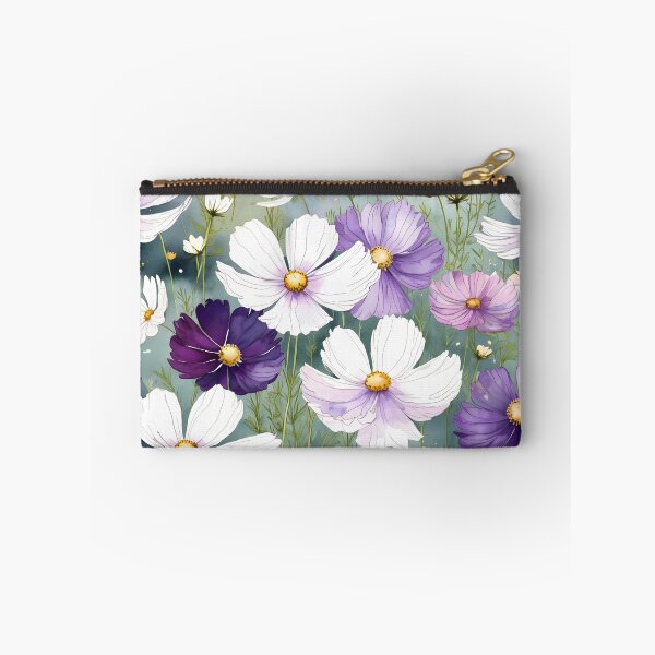 Item preview, White and purple cosmos floral print designed and sold by perlphoto.