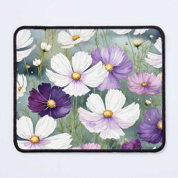 Item preview, White and purple cosmos floral print designed and sold by perlphoto.