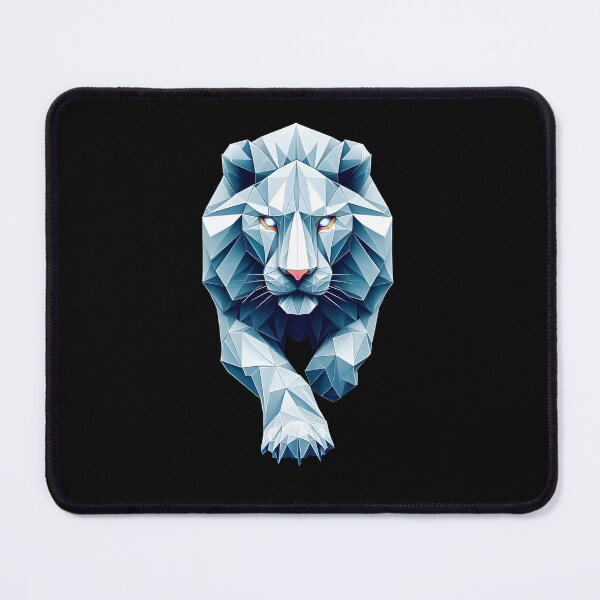 Item preview, multicolor lion origami geometric 3d white blue, 3D Polygonal illustration designed and sold by CutOriginalArt.