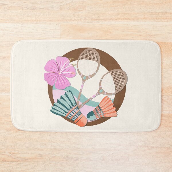 Item preview, Tropical badminton retro badge - pink, orange and teal designed and sold by Home Cyn Home.