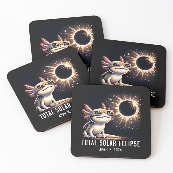 Item preview, Total Solar Eclipse 2024 Axolotl Glasses designed and sold by Lollipoppastel.
