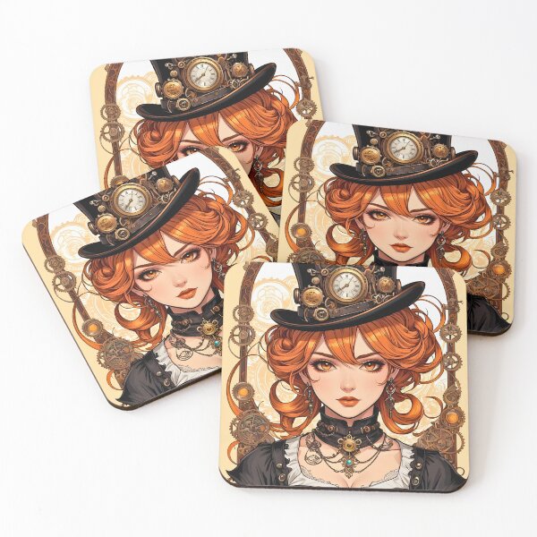 Item preview, Steampunk Top Hat Girl retro vintage floral design designed and sold by BorgSpareParts.