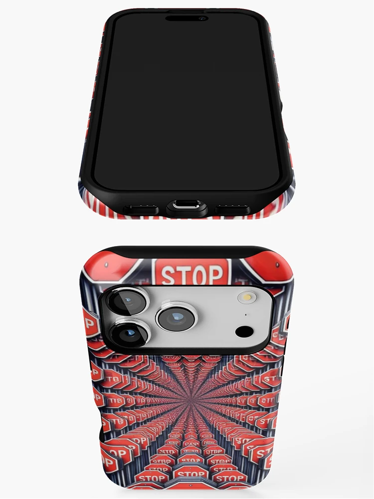 Thumbnail 3 of 4, iPhone Case, Pause & Reflect: Stop Sign Pattern designed and sold by Rui Fernandes.