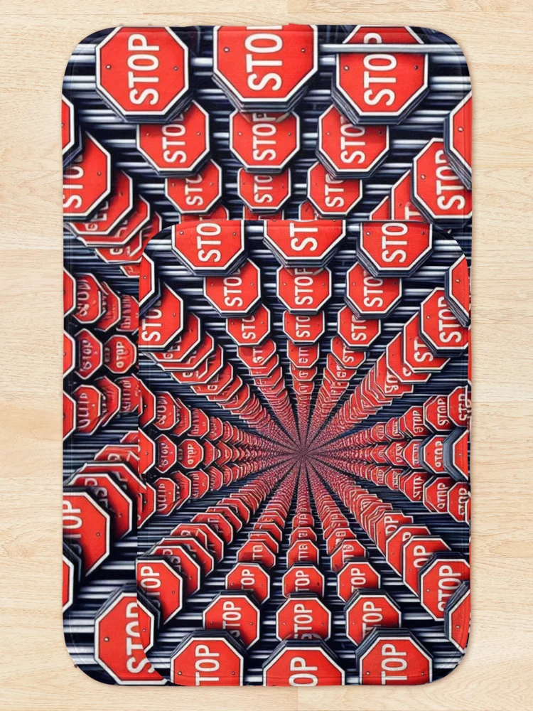 Thumbnail 5 of 6, Bath Mat, Pause & Reflect: Stop Sign Pattern designed and sold by Rui Fernandes.