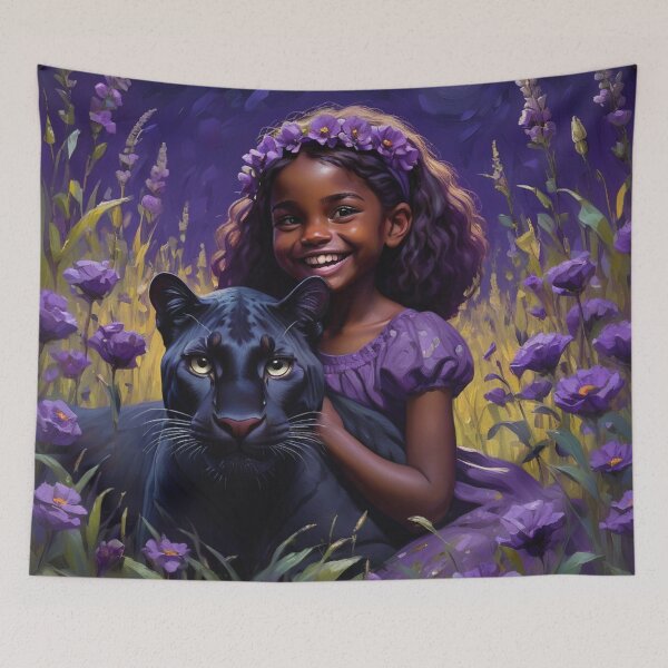 Item preview, Little Girl and Panther As Friends  designed and sold by Gabriela McDaniel.