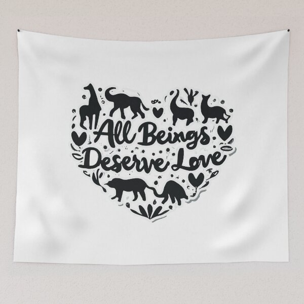 Item preview, All Beings Deserve Love - Animal Silhouette Heart designed and sold by NiftyWrx.