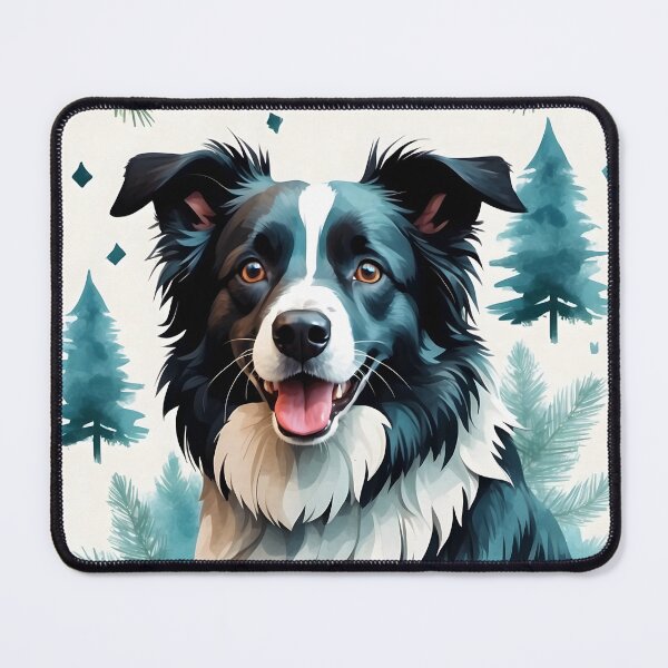 Item preview, Winter Joy: A Border Collie Amongst Pines designed and sold by digiscapeart.