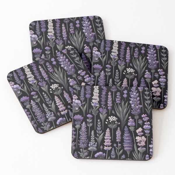 Item preview, watercolor nature, Lavande, watercolor floral, black background designed and sold by asbno19.