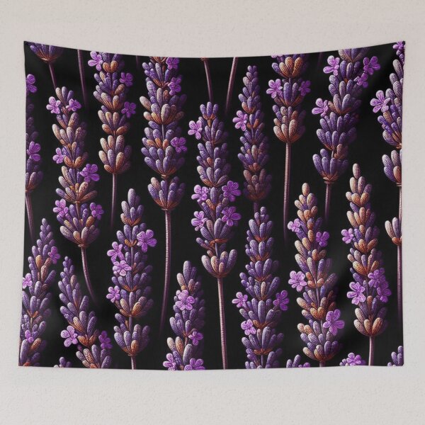 Item preview,  watercolor nature, Lavande, watercolor floral, black background designed and sold by asbno19.