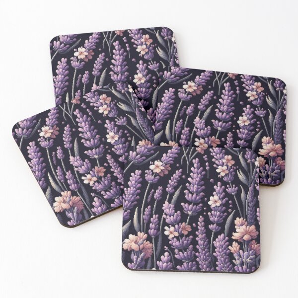 Item preview, watercolor nature, Lavande, watercolor floral, black background designed and sold by asbno19.