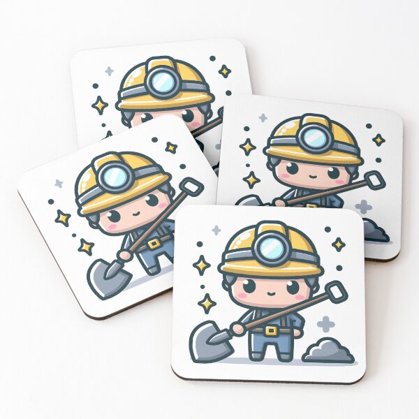 Item preview, Kawaii Miner With A Headlamp And A Shovel designed and sold by CanvasCutie.