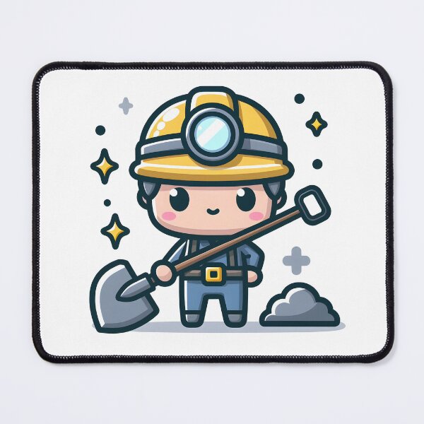 Item preview, Kawaii Miner With A Headlamp And A Shovel designed and sold by CanvasCutie.