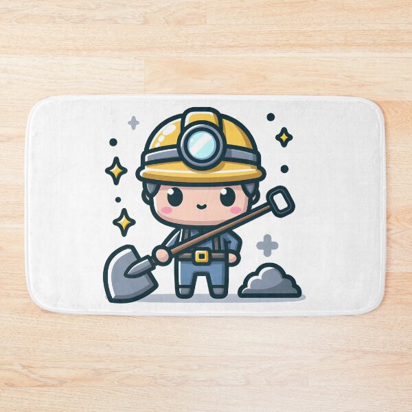 Item preview, Kawaii Miner With A Headlamp And A Shovel designed and sold by CanvasCutie.