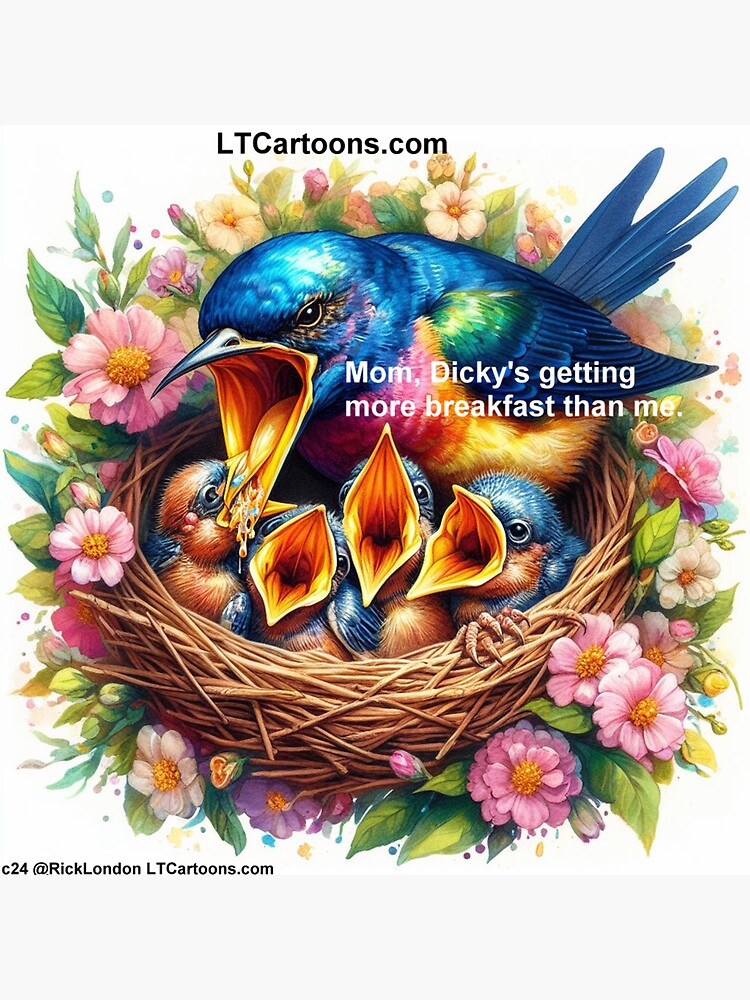 Thumbnail 3 of 3, Sticker, Mama Bird Always Liked Dicky Best designed and sold by ltcartoons.