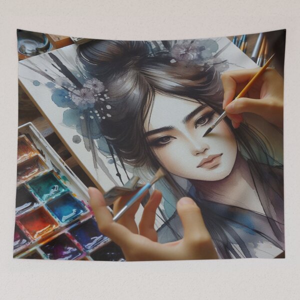 Item preview, Portrait of a beautiful young oriental woman,Watercolor Portrait Woman,art modern. designed and sold by FreeWorldDesign.