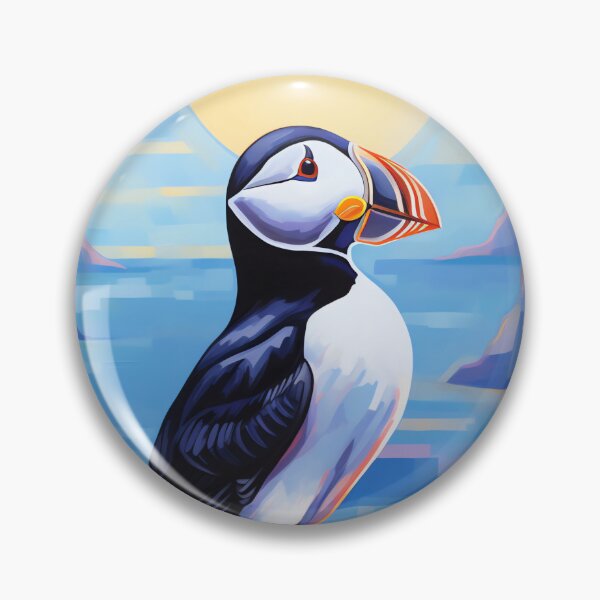 Item preview, Retro Puffin Bird, Summer Ocean and Flower Lover Art designed and sold by madtoyman.